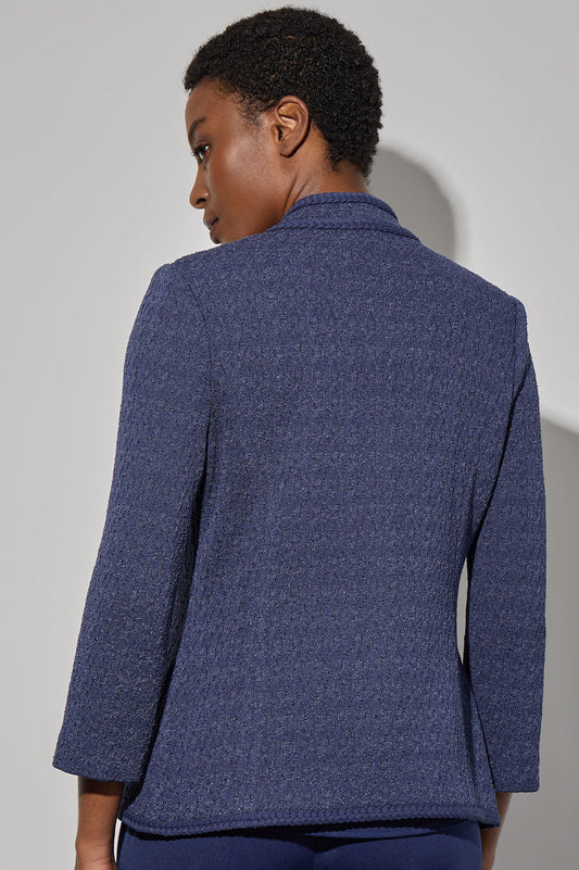Braided Trim Pointelle Knit Jacket